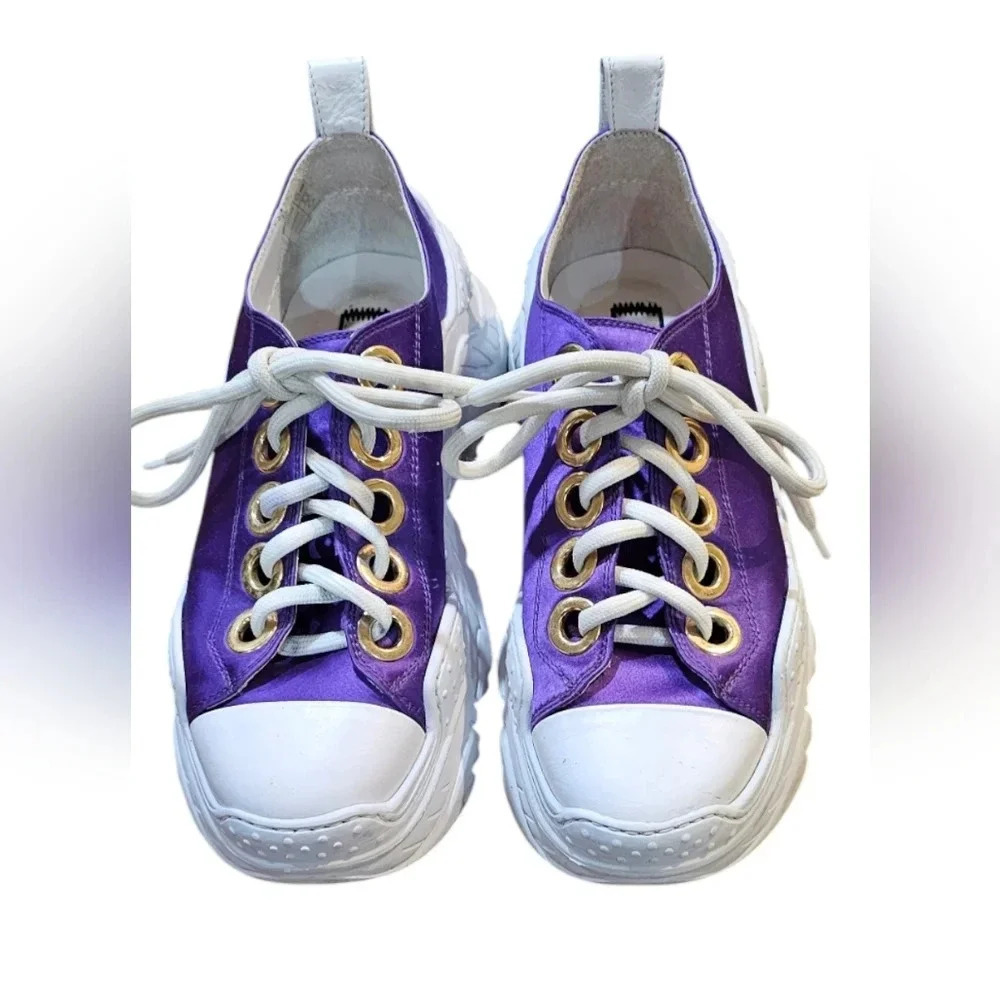 No. 21 - Billy Satin Purple Designer Luxury Chunky Sneaker​​ - Picture 2 of 10